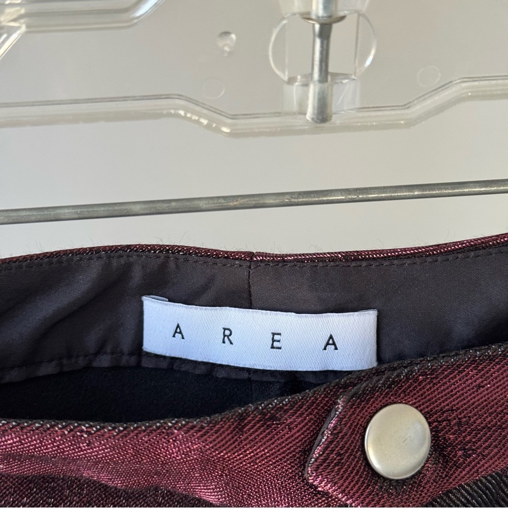 AREA Lurex Skinny Pants in Burgandy - Picture 10 of 12
